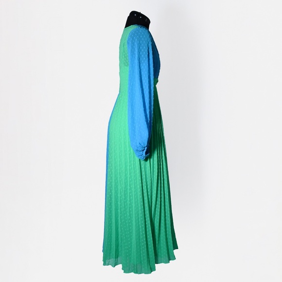 ASOS 70s maxi dress color block twist front pleated - Picture 4 of 8